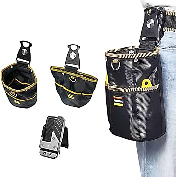 Amazon.co.jp: NIEPAN 腰袋 工具入れ 2段 小物入れ 釘袋 バネ式開閉