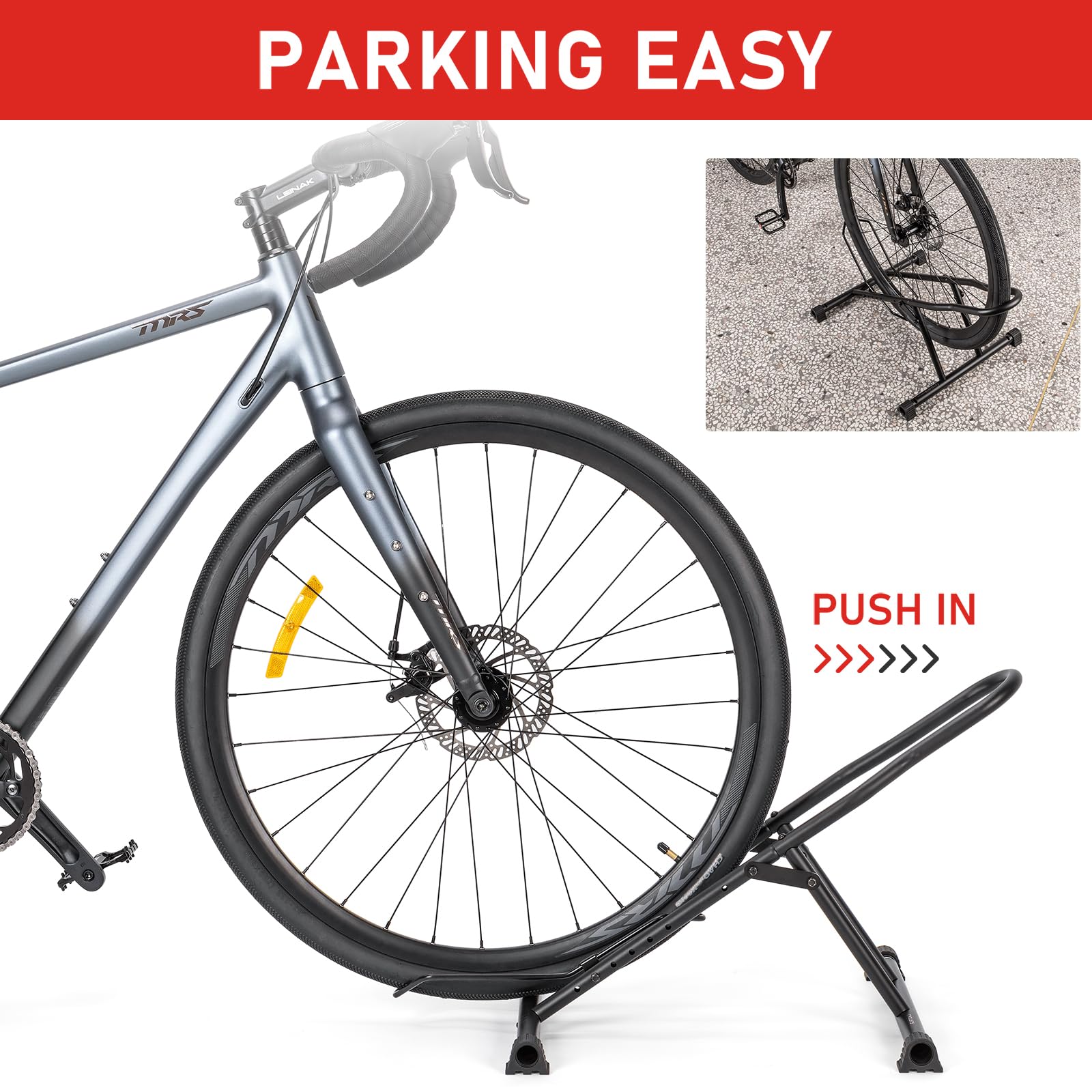 cyclists Soporte de suelo para bicicletas de interior – Soporte para bicicletas de aparcamiento de suelo para garaje/casa – Soporte de almacenamiento para bicicletas de montaña y bicicletas de