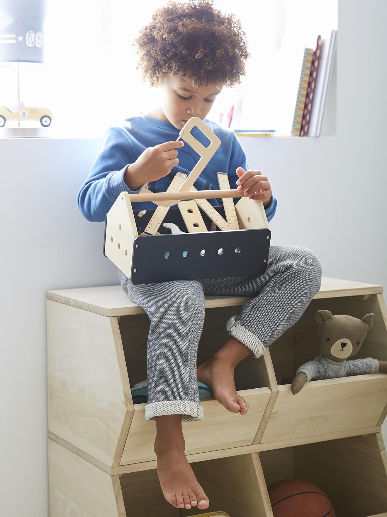 VERTBAUDET Boîte à Outils du Bricoleur en Bois Noir TU