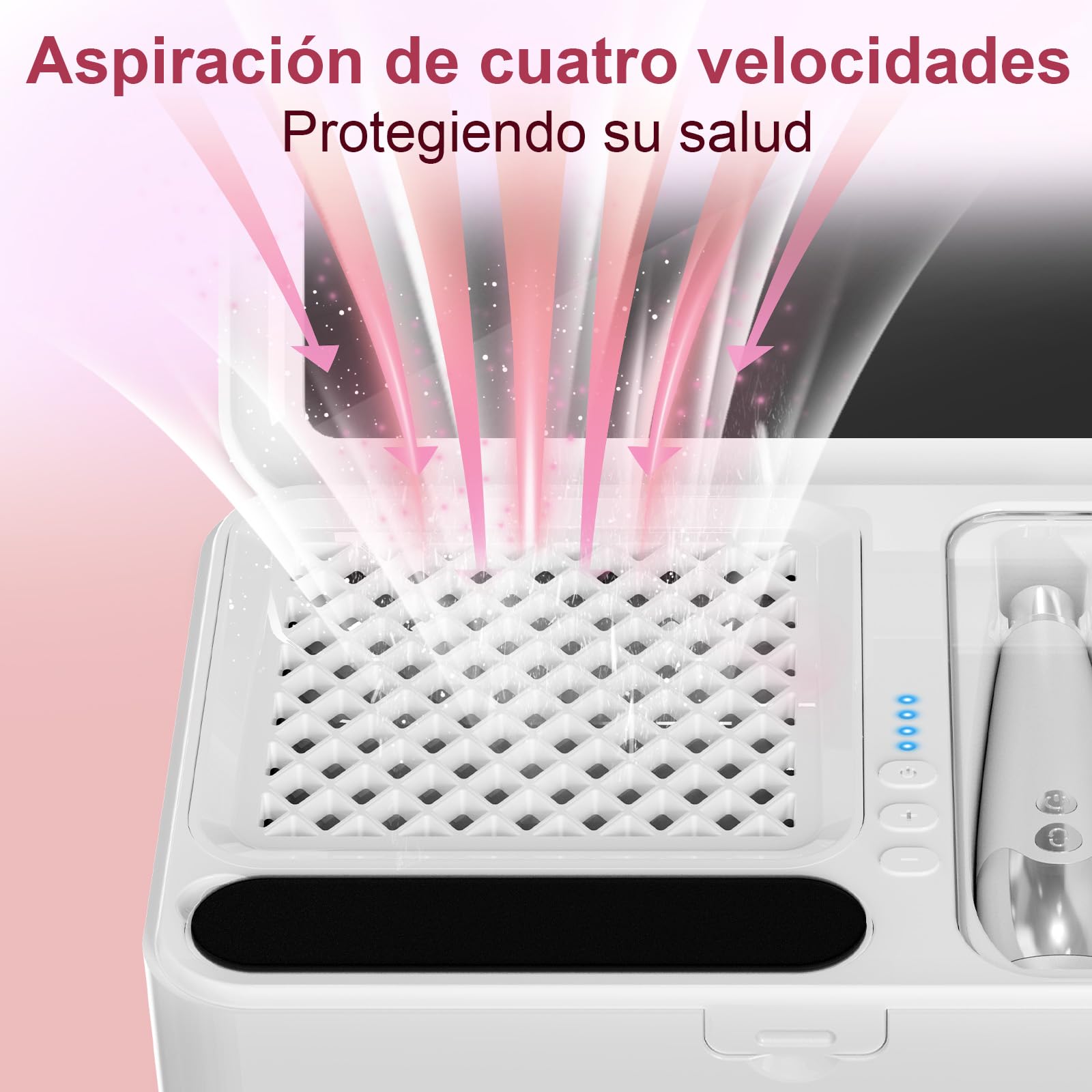 Aspirador uñas 2 en 1, 16 pcs, inalámbrico, 4000mAh | Succión 4 niveles, 99% polvo, manicura pro, silencioso