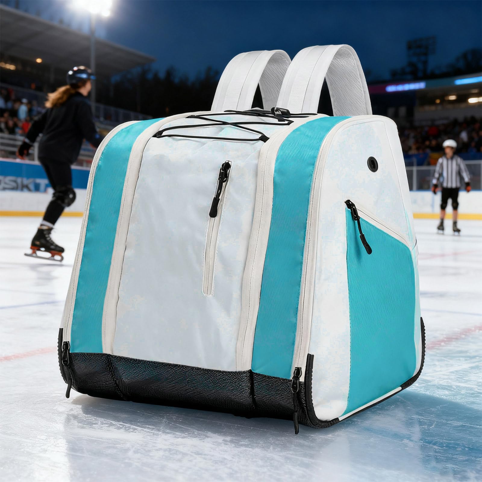 1 zaino ventilato per scarponi da sci con cinghie regolabili, tessuto Oxford impermeabile per viaggi all'aperto e sport, spaziosa borsa da viaggio