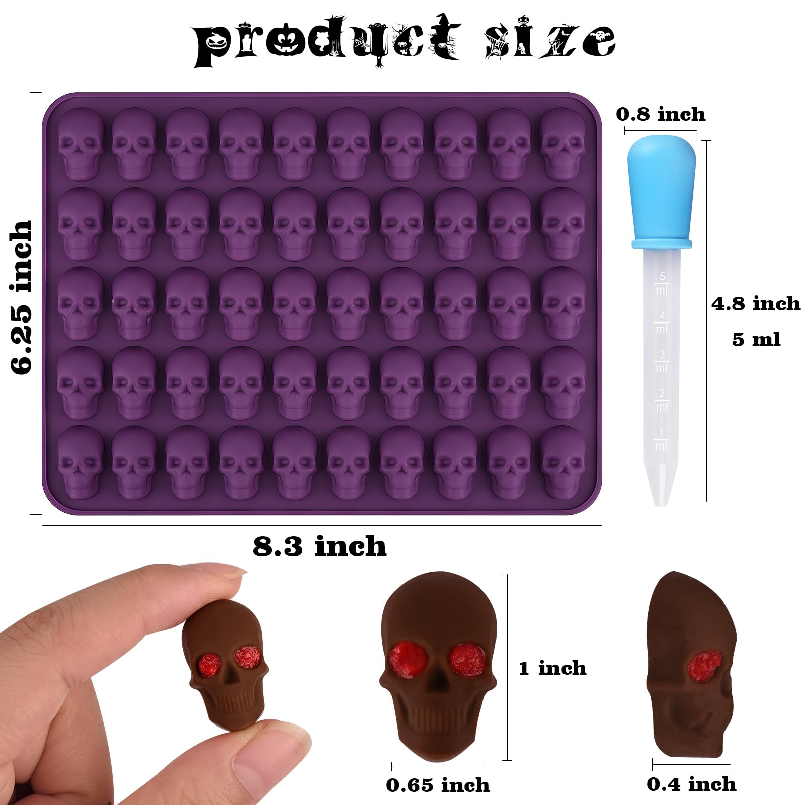 Skull Candy Molds - 4 Pack Gummy Skull Silicone Molds -2 Skull Candy Molds - 4 Pack Gummy Skull Silicone Molds -2