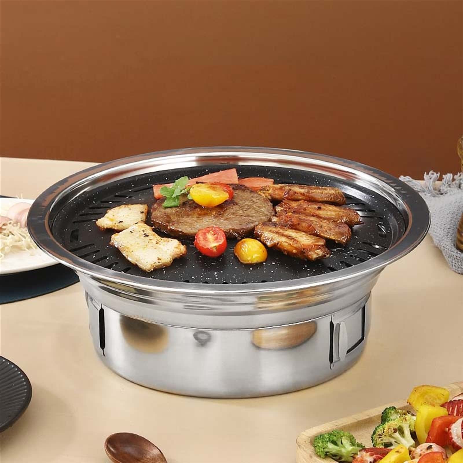 Przenośny nieprzywierający grill bezdymny grill na węgiel drzewny na zewnątrz kemping piknik i do użytku w kuchni