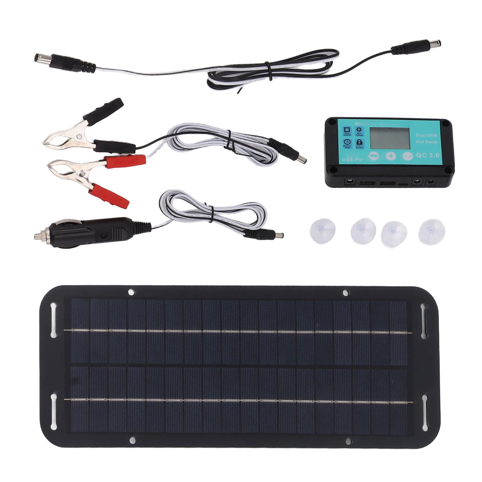 Caricatore solare da 12 V per batteria auto, portatile, impermeabile, adatto per auto, barca, moto, batterie nautiche, barche, moto, uso marino