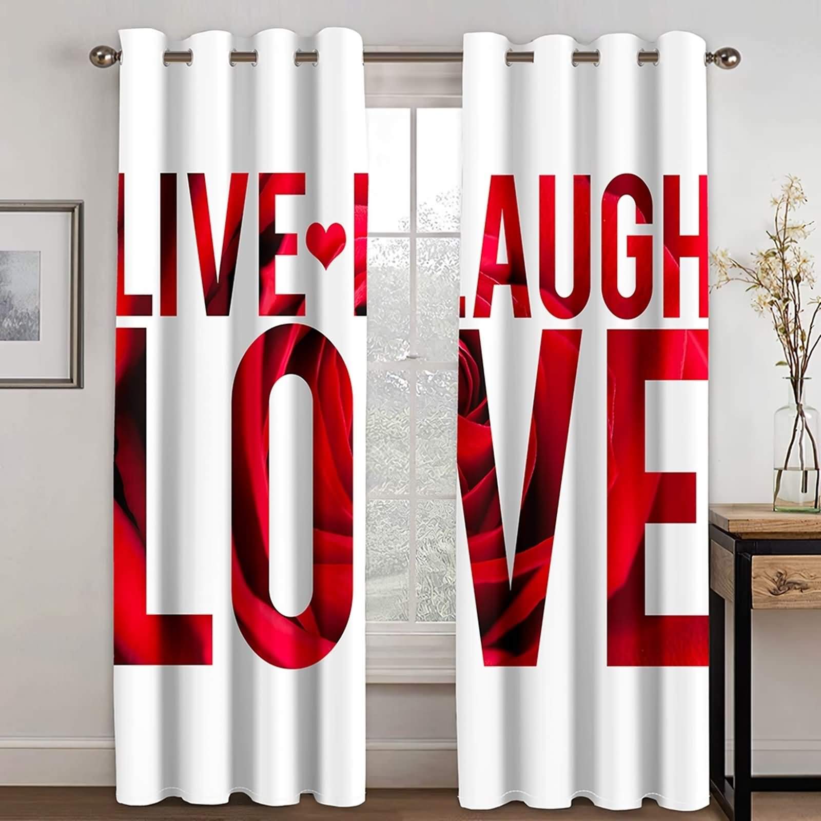 Rideau occultant anti-froid Live Laugh Love pour chambre et salon
