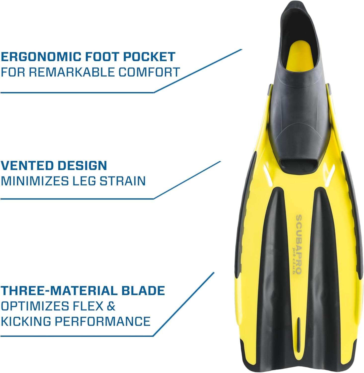 SCUBAPRO Jet Club Fin, Full Foot, Yellow, S