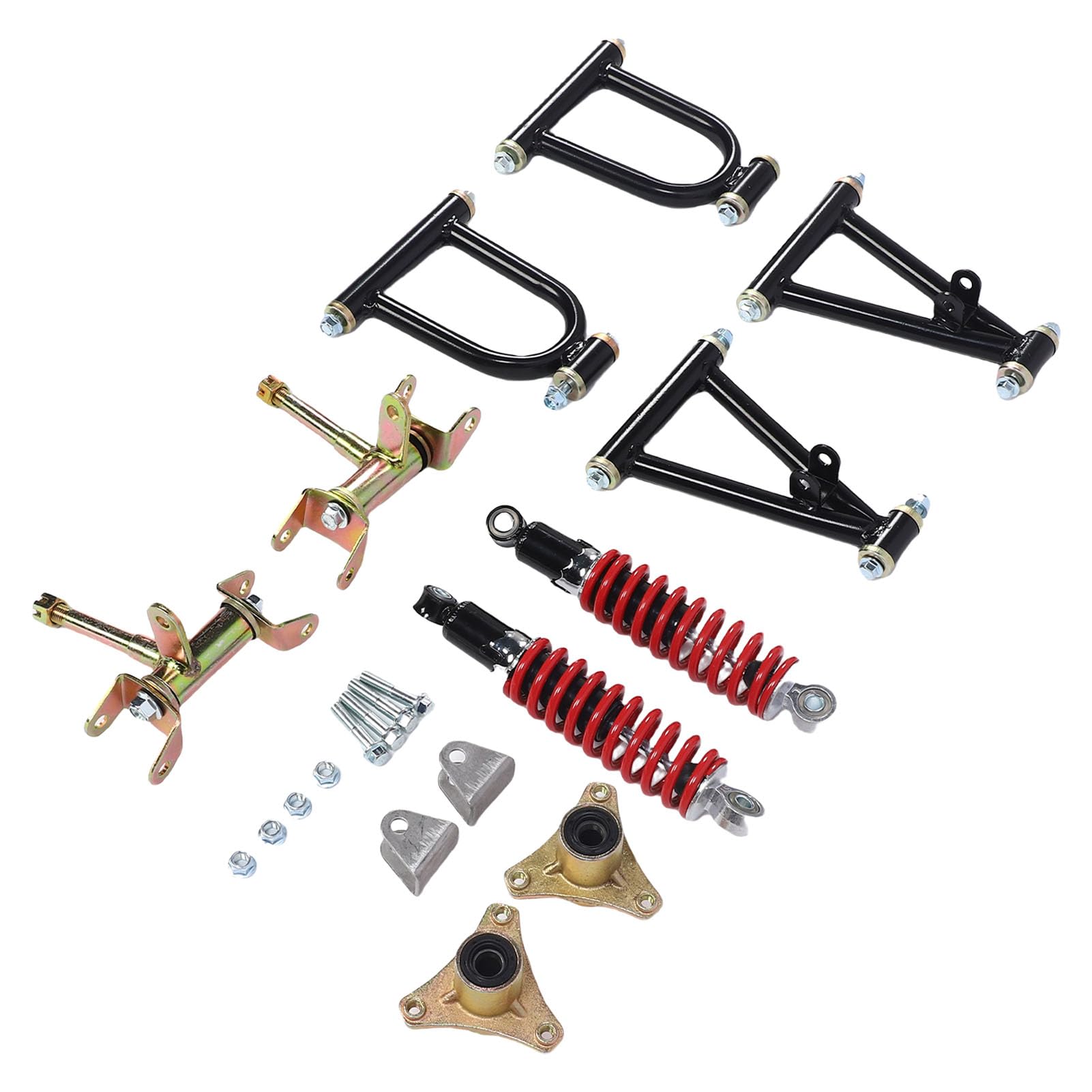 Vorderradaufhängungsarm-Kit, Stoßdämpfer-Kit für ATV Quad Bike Go Kart Verbesserte Stabilität Komfort Obere und Untere Schwinge Haltbarkeitsteile