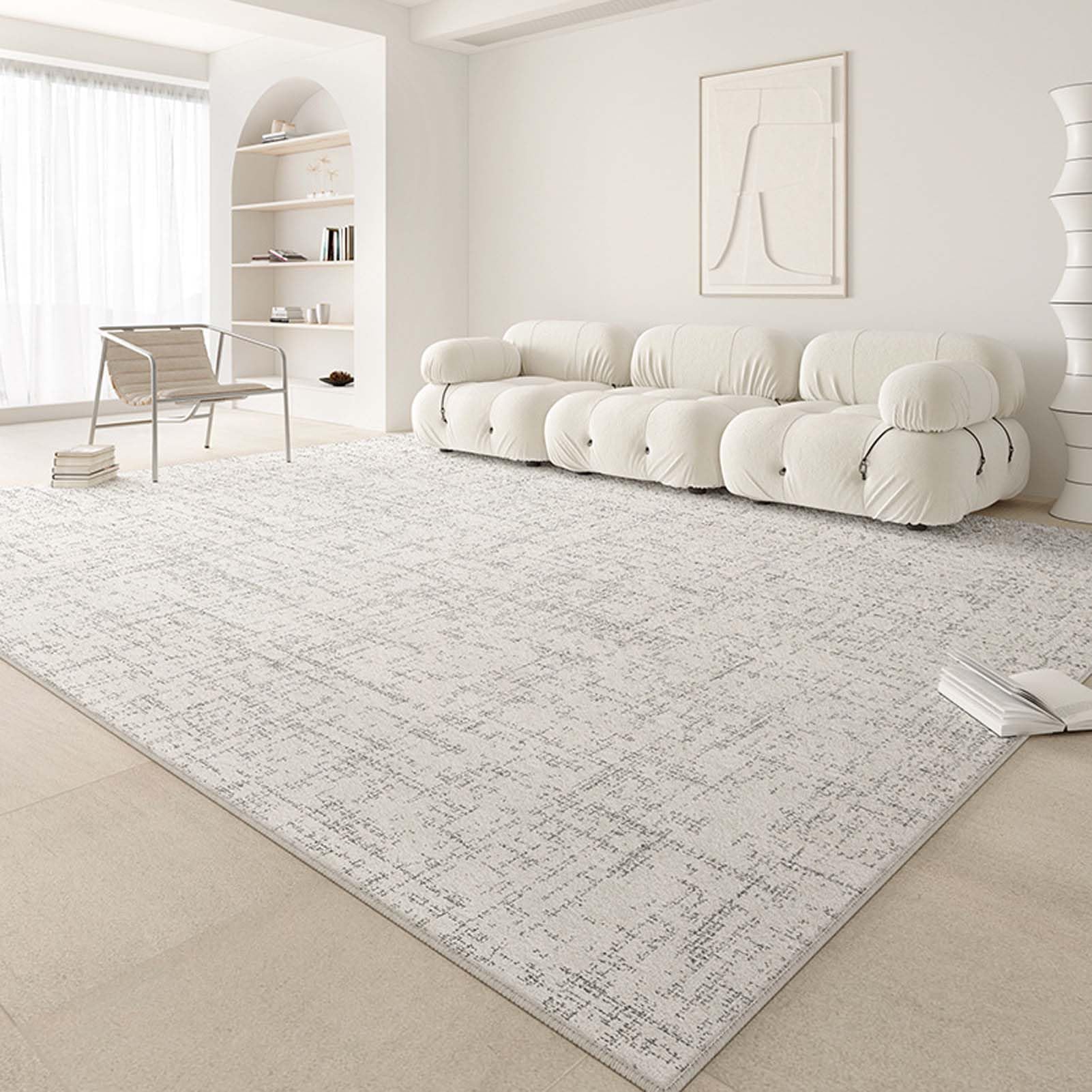 Tapis doux rectangulaire grand format lavable et moderne pour le sol de votre salon