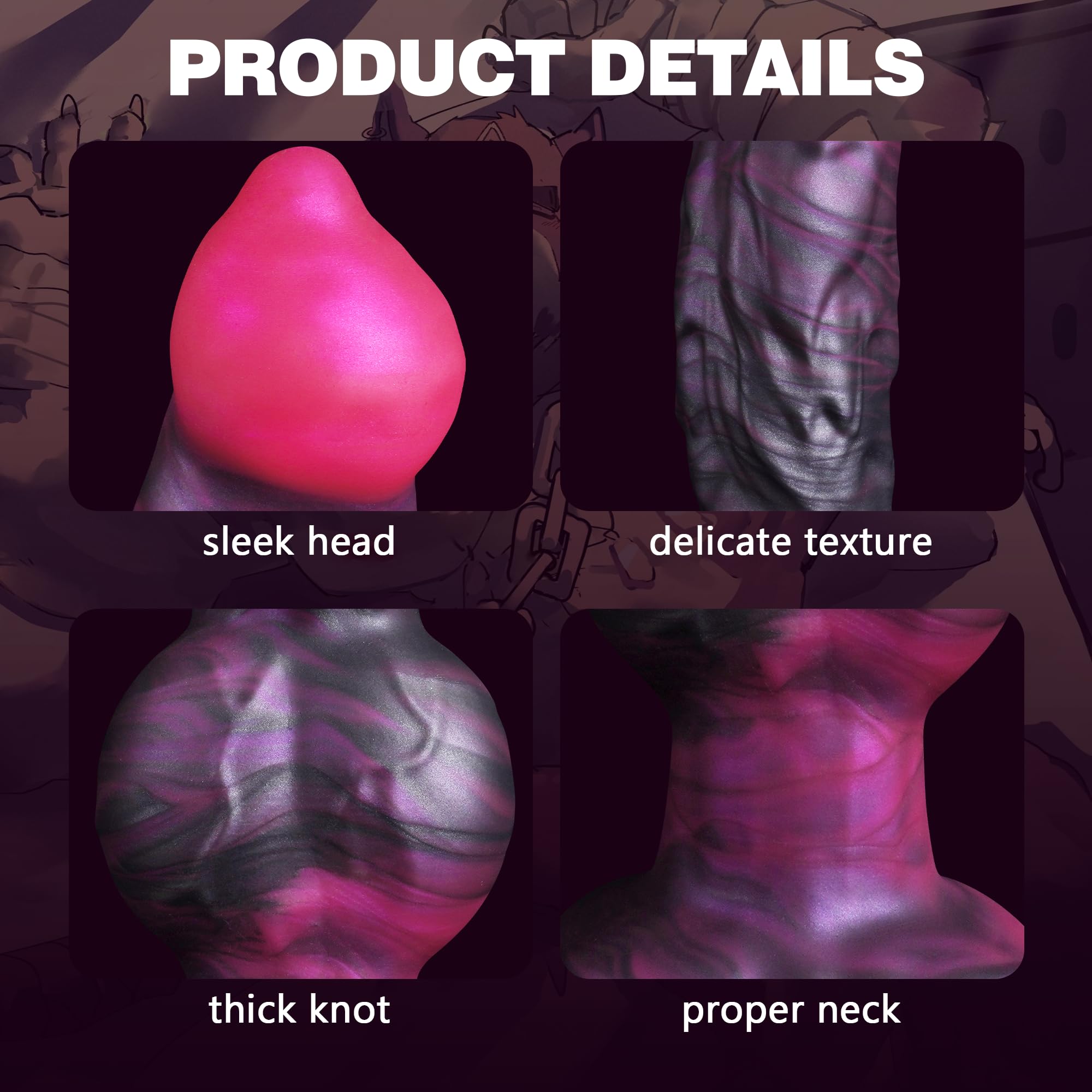 7" Fantasy Dog Knot Dildo, Soft Silicone Monster Anal Dildo with Strong Suction Cup, Small Horse Animal Knotted Dildos for G-spot Prostate, Wolf Creature Cock Large Butt Plug for Women Men Couples