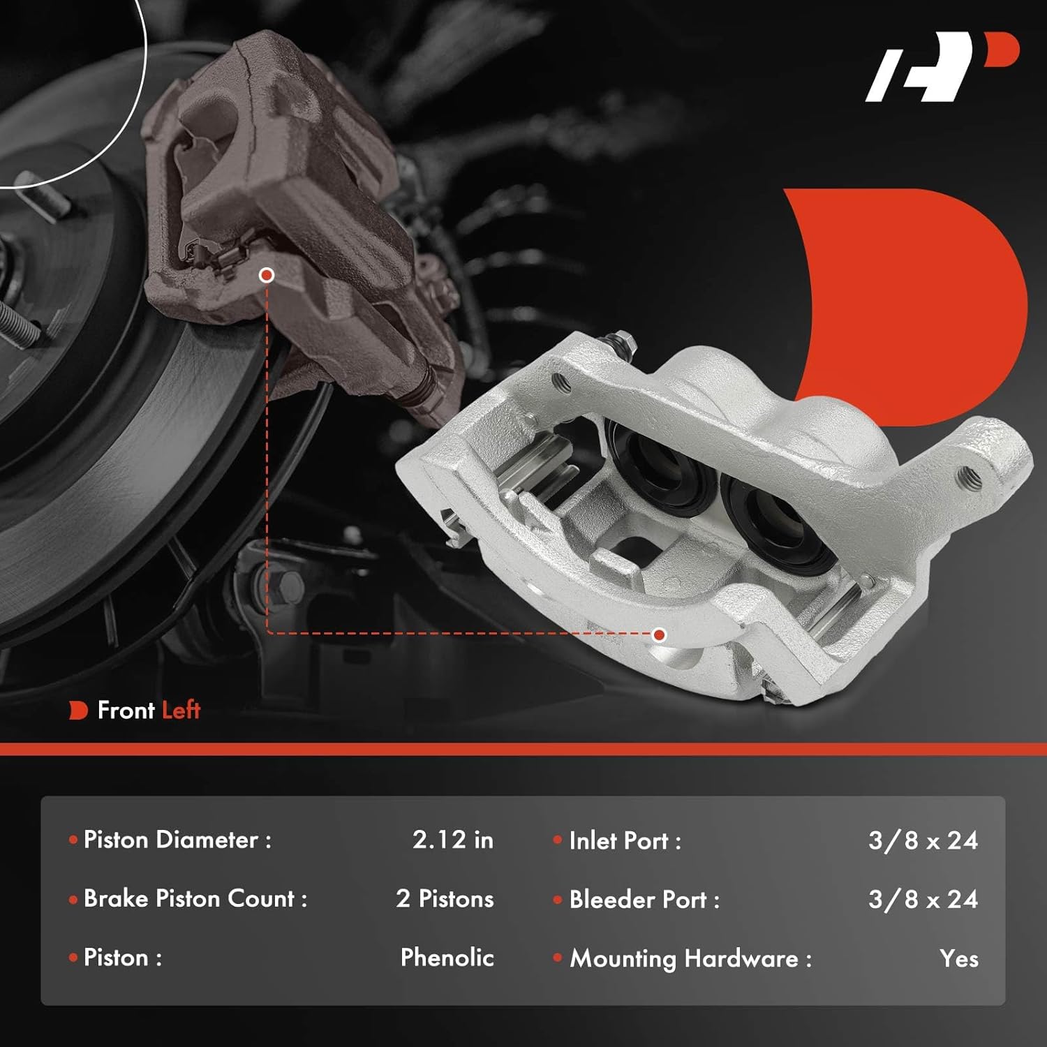 A-Premium Disc Brake Caliper Assembly with Bracket Compatible with Select Dodge Models - B1500 1998, Ram 1500 Van 1998-2002 - Front Left Driver Side