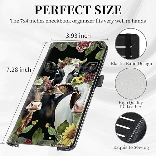 Vista 64 de Funda para chequera personal con diseño de tortuga marina verde, funda de piel sintética para hombres y mujeres, con ranuras para tarjetas, soporte