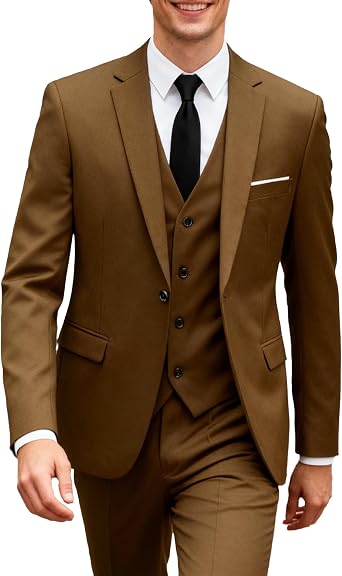 UNINUKOO Men Suits Slim Fit 3 Piece 1 Button Wedding Formal Business Tuxedo Suit Jacket Pants Vest Set