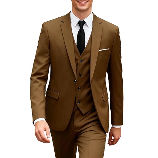 UNINUKOO Ternos masculinos slim fit, 3 peças, 1 botão, casamento, formal, negócios, smoking, conjunto de calça e colete