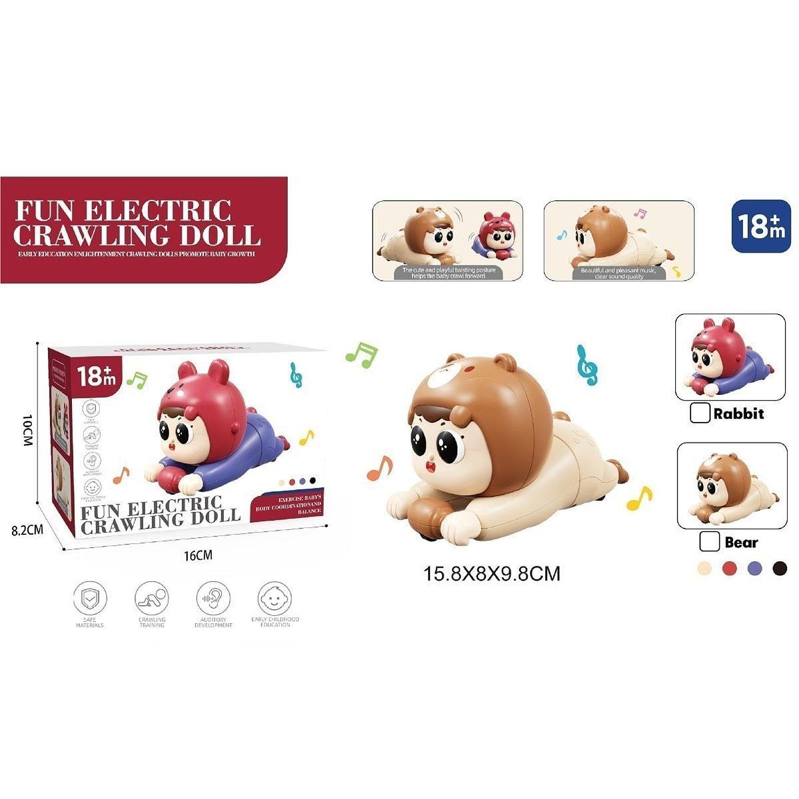 Bambola Gattonante per Neonati, Gioco di Ruolo Musicale, Impara Ad Arrampicarsi, Interattiva, Giocattolo Sensoriale, Regalo di Compleanno per Bambini, marrone kaki, Inglese