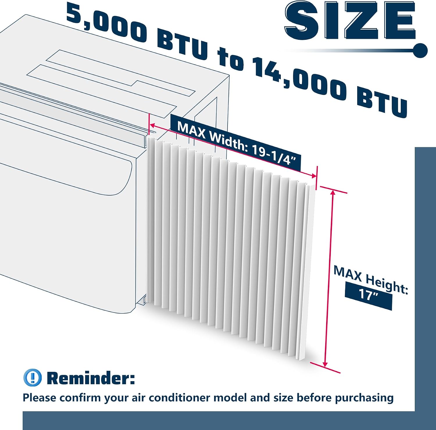 Window Air Conditioner Side Panels Kit,17" H x 19-1/4" W Extra Wide Window AC Side Panel,Air Conditioner Side Panels for 5,000-14,000 Btu Window AC Units,2 Pack