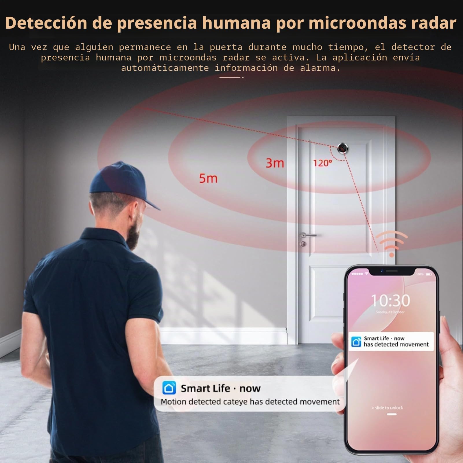 Visor de Puerta, Cámara de Mirilla de Puerta HD 1080P con Pantalla de 4,3 Pulgadas, Cámara IP con Orificio para Ojo de Puerta WiFi de 3MP, Cámara de Seguridad con Visor de Ojo de