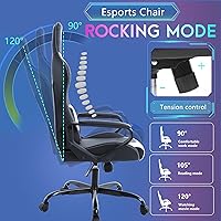 Vista 5 de PayLessHere Silla de escritorio ergonómica estilo carreras para juegos, silla de computadora con apoyabrazos, silla de escritorio de trabajo de PU
