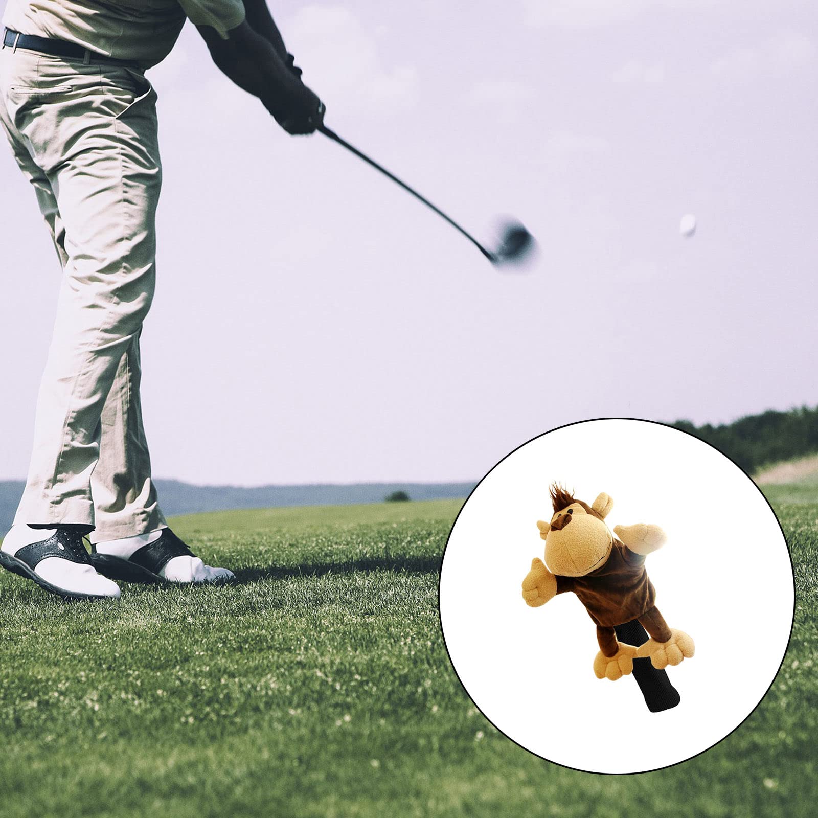 SM SunniMix Novelty Golf Club Headcover Soft Animal Wood Driver Head Cover Dust Proof Portable Funny for Women Men Golfer Monkey - Image 4