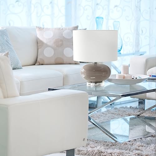 Miniatura 4 de Elegant Designs LT1127-GRY - Lámpara de mesa de 15.25 pulgadas con pantalla de tela blanca, color gris
