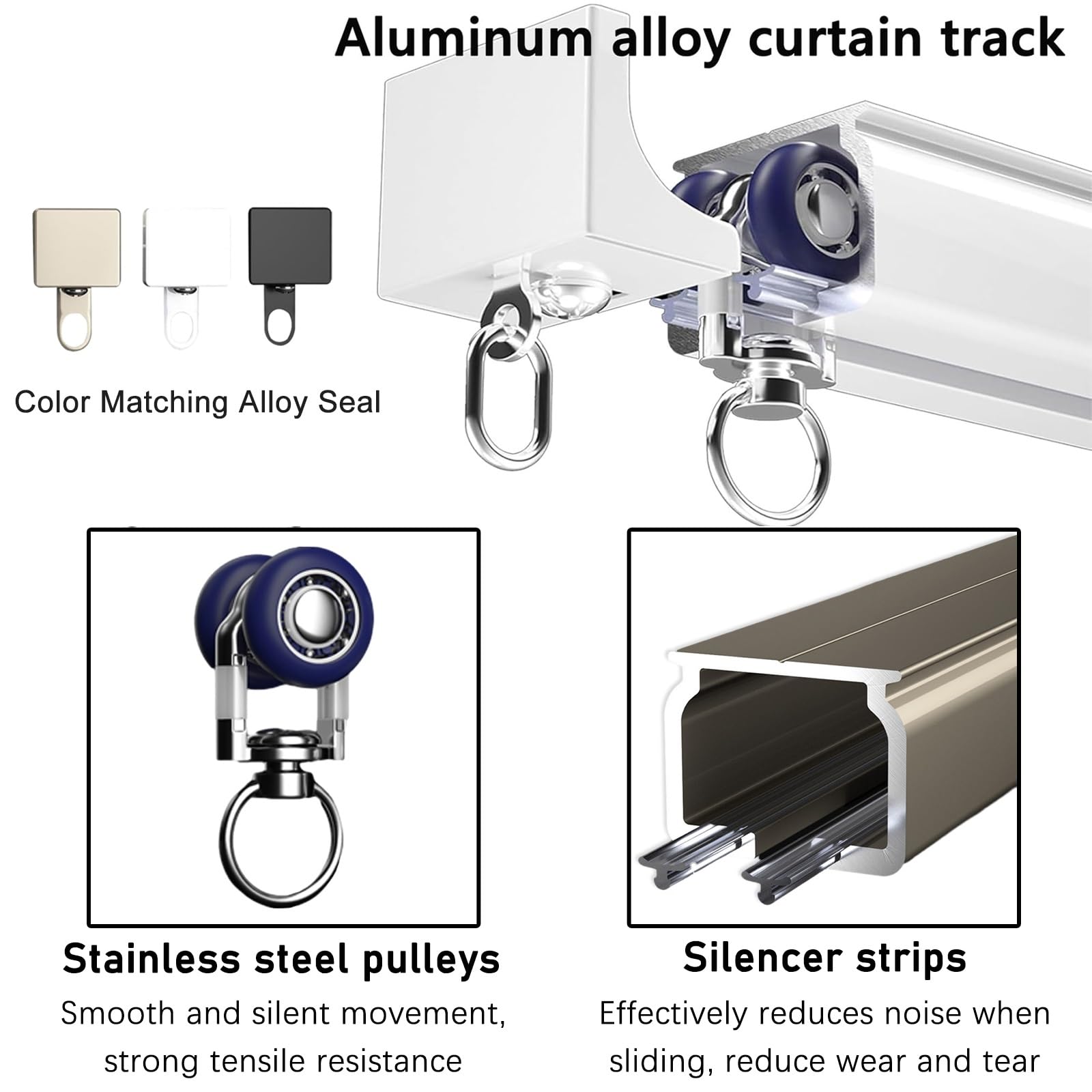 Aluminiowa szyna do namiotu sufitowego, kurtyna sufitowa/przesuwna ściana karnisz, łatwy w montażu karnisz, wyciszenie szyn sufitowych (Francja, 100 cm)