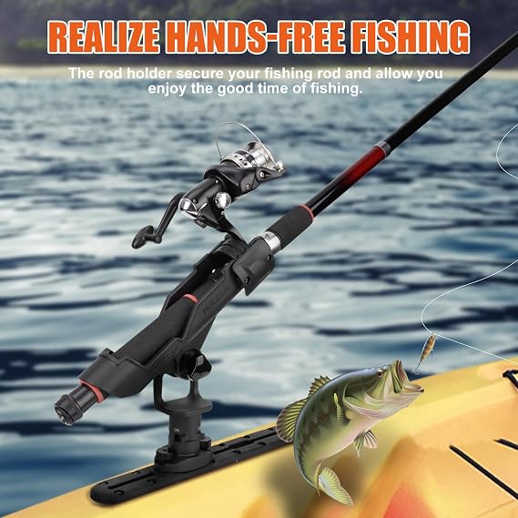 Boosteady Kayak Fishing Rod Holder, Fishing Boat Rod Holder for Track Mount / Deck Mount, Fishing Rod Holders for Boat, 360 Degree Adjustable Fishing Pole Holders 1 Pack