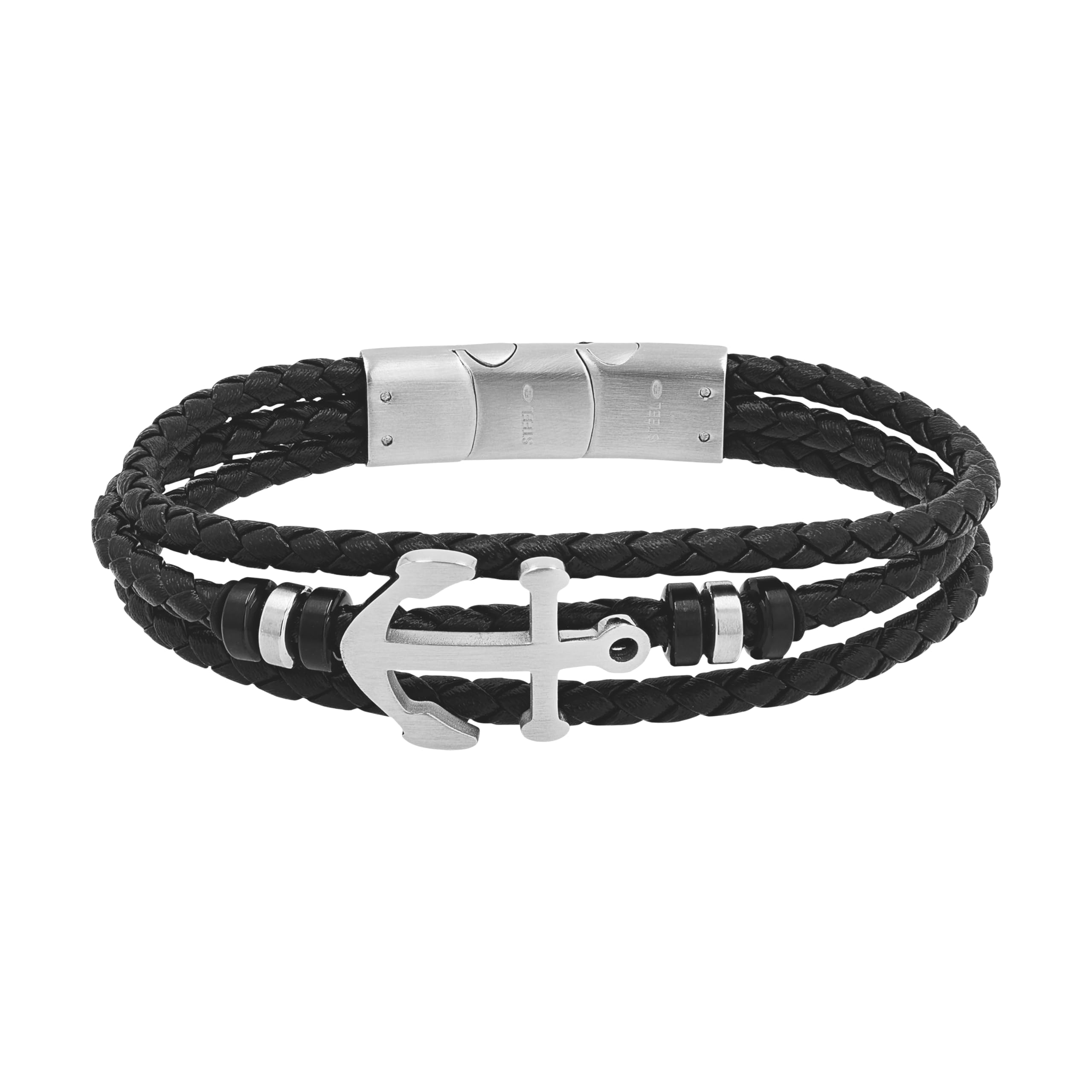Tom Tailor Identarmband für Herren, Edelstahl, 20+1,5 cm, schwarz, Anker-Anhänger, Geschenkidee, Armschmuck, Herrenschmuck, 2100696