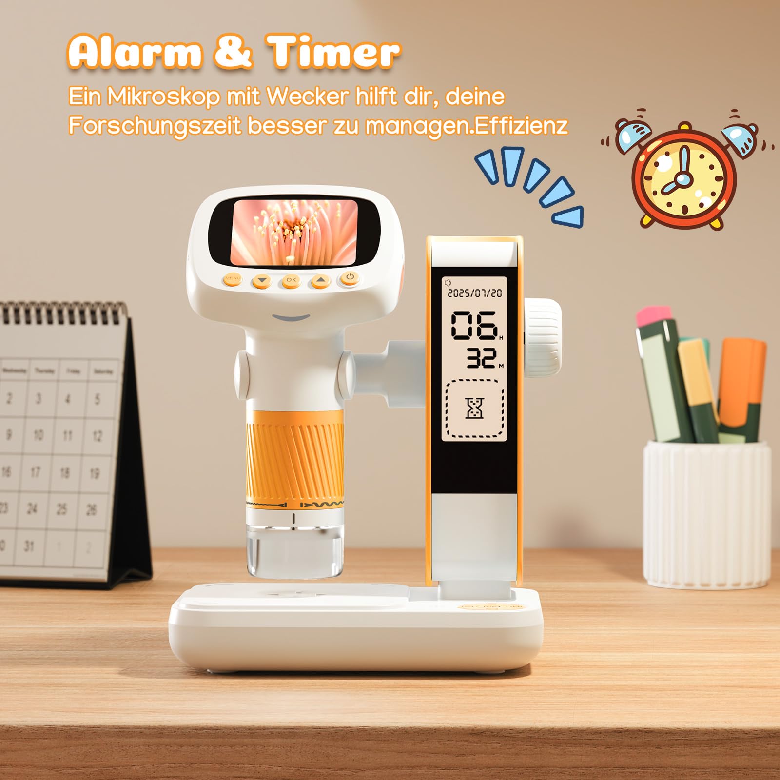 Leipan Microscopio digitale per bambini 2 in 1 con supporto per timer, ingrandimento 1000x, palmare/desktop, schermo IPS da 2", connessione USB PC, 12 vetrine, 8 LED, per laboratorio educativo, età 4