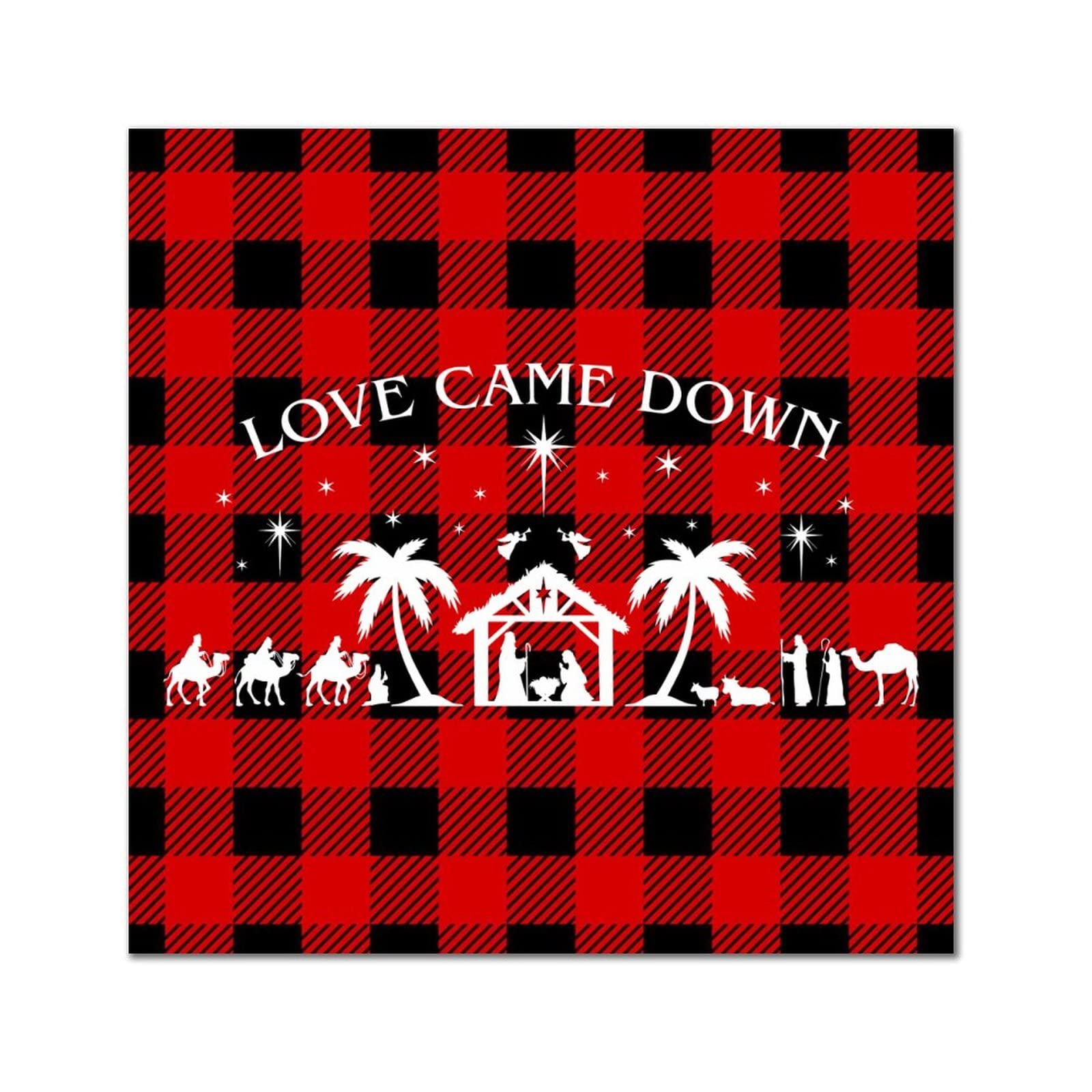 Plaque murale rétro en bois Love Came Down décor vintage 30x30 cm