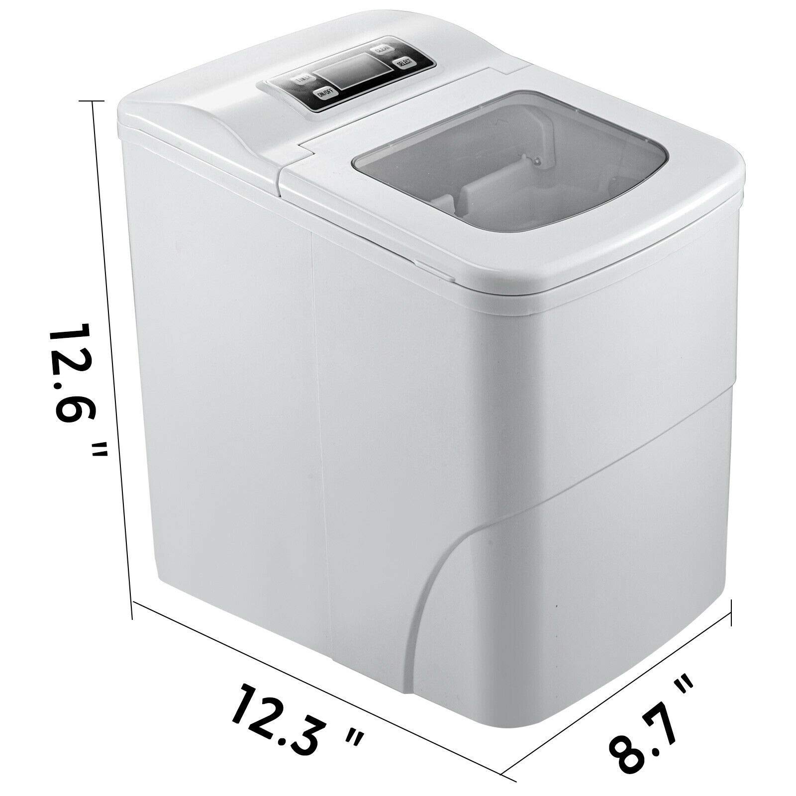 12KG Kostkarka do lodu Stal nierdzewna 220V Czarna kostkarka do lodu 26LBS Maszyna do robienia lodu Blatowa kostkarka do lodu z ekranem LCD do kuchennych barów domowych (biały)