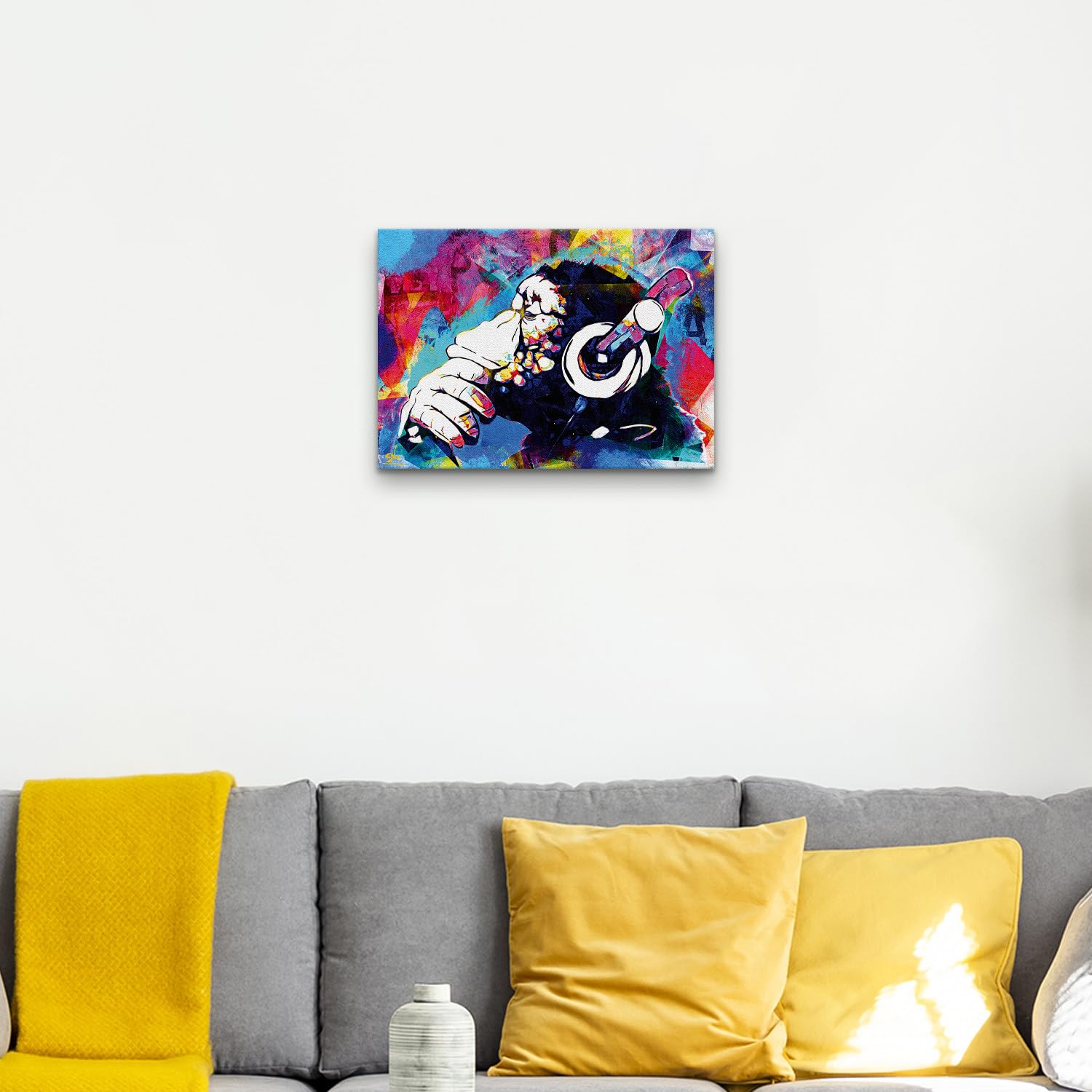 Giallobus - Quadro - Art Pop Art - Tela Standard - 70L x 50l cm - 11 - Music Monkey Pop Art - Pronto da appendere - Quadri moderni per la casa