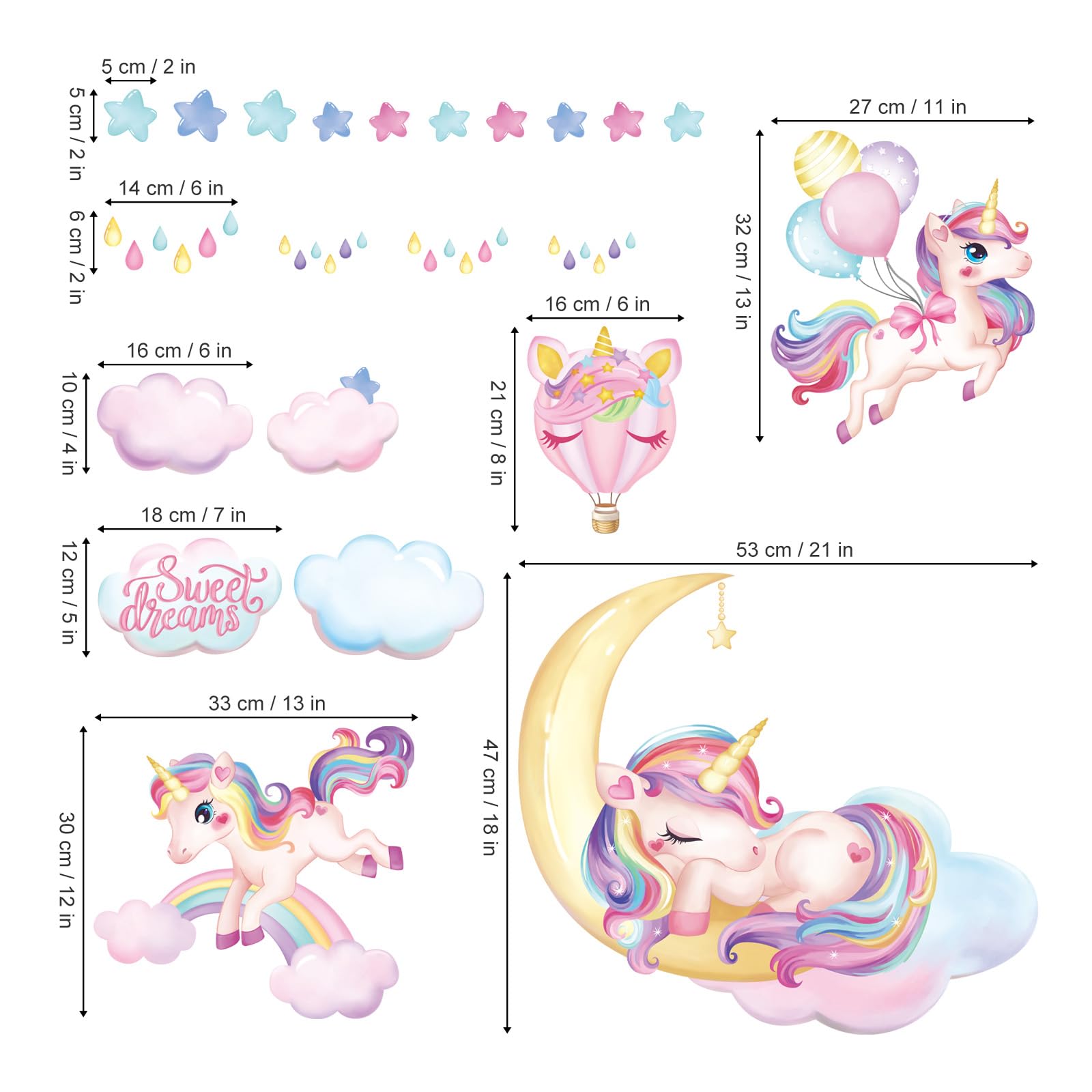 Adesivi Murali Bambini Arcobaleno E Castello | Unicorno E Farfalle | Decorazione Cameretta - Foto 3