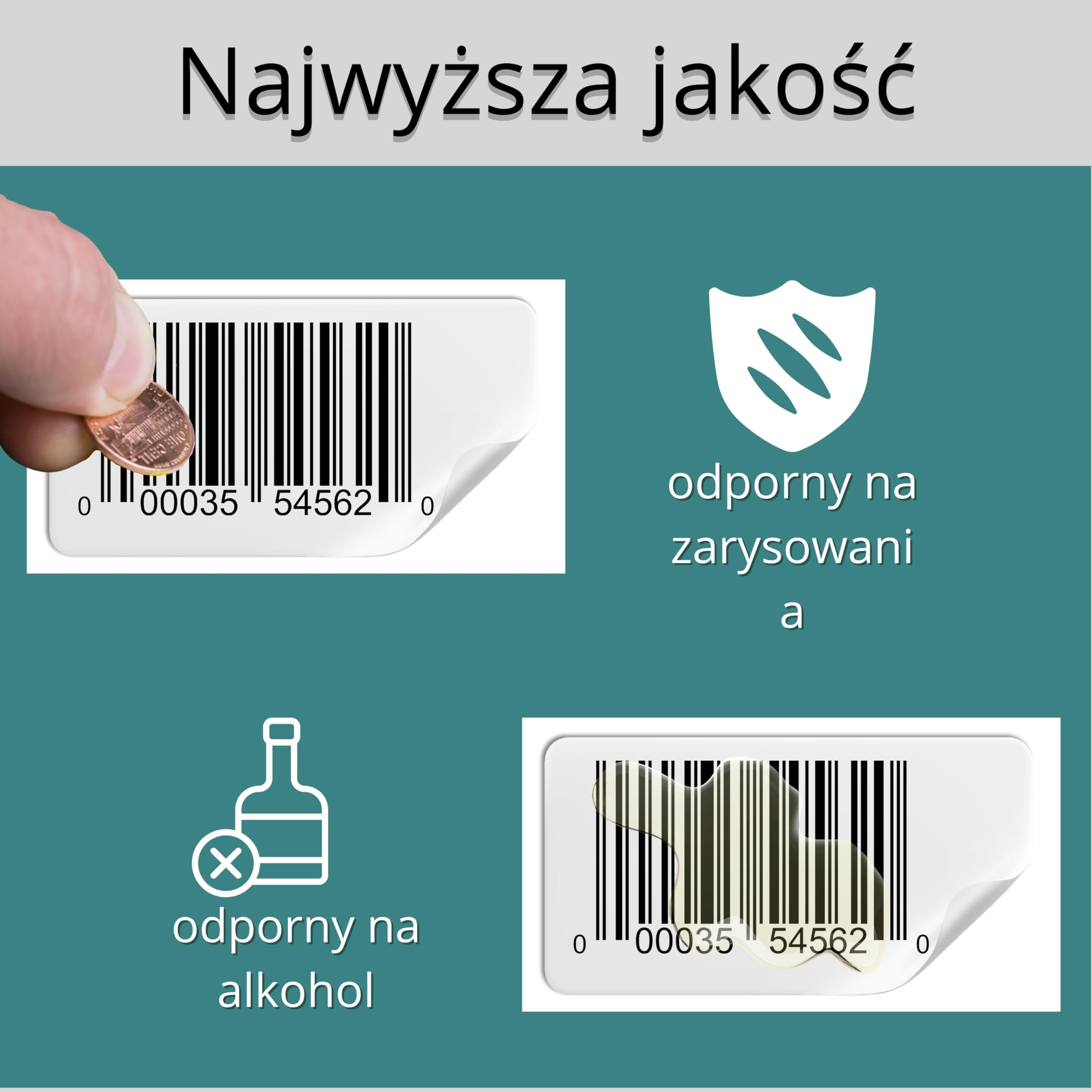 Double Dragon, 1.100 etykiet termicznych bezpośrednich, 60 mm x 30 mm | Premium pokryte, samoprzylepne białe naklejki | Odporne na zarysowania | Kompatybilne z drukarkami Zebra, MUNBYN, Rollo
