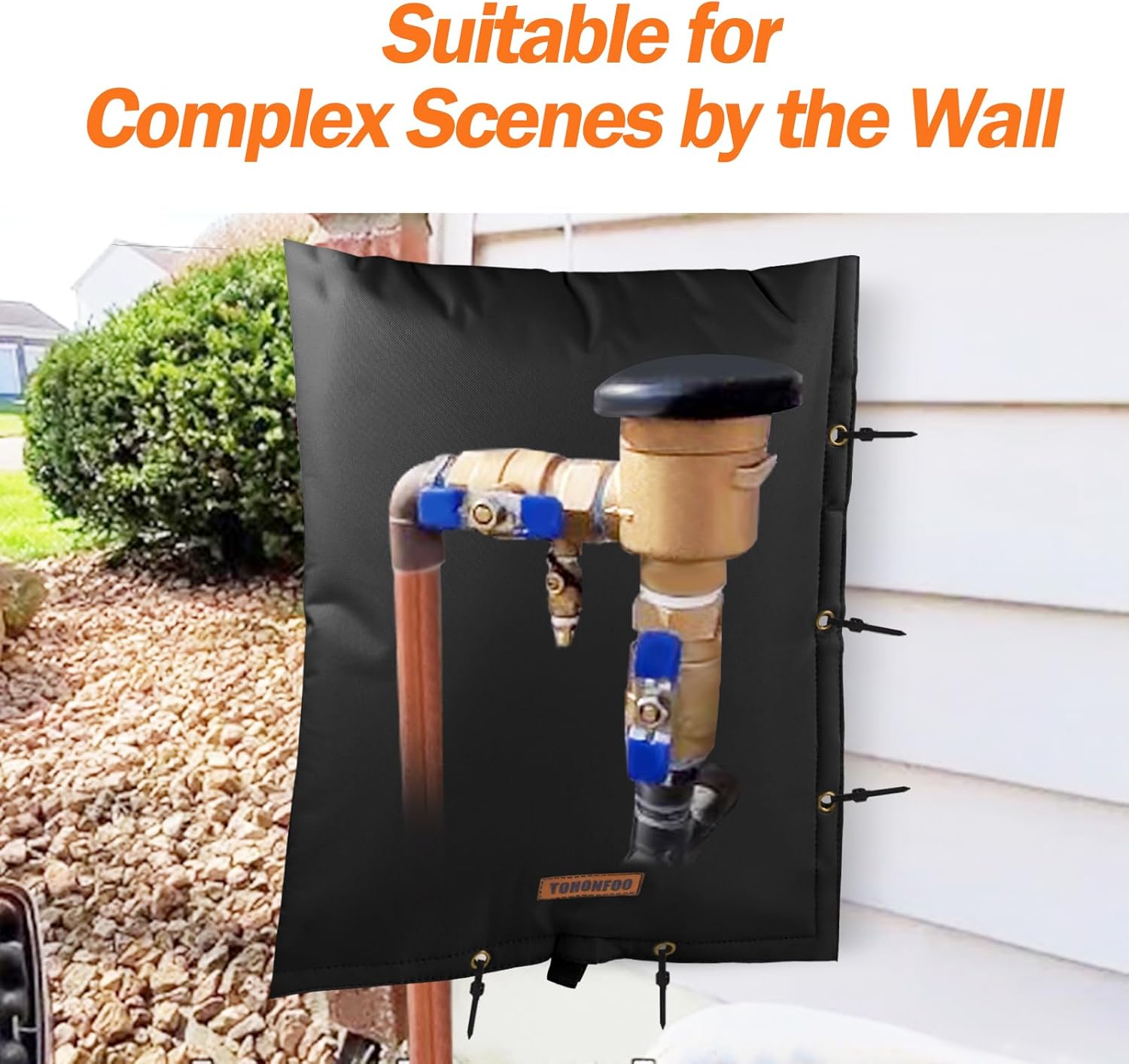 TOHONFOO Backflow Preventer Pipe Insulation Cover (5°F) 14" W x 26" H, Black + 2-Way Opening Backflow Preventer Pipe Insulation Cover (5°F) 16" W x 20" H, Black
