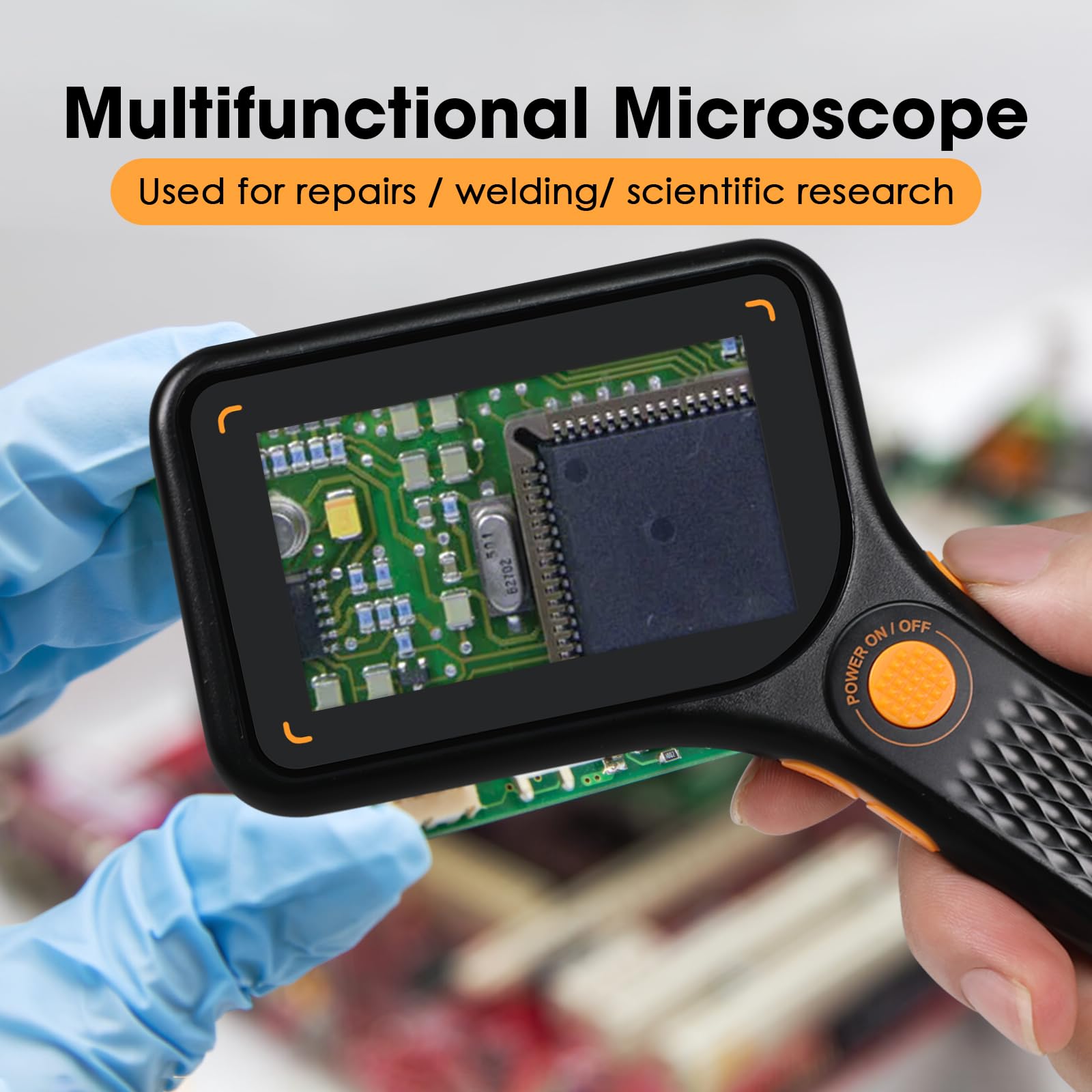 Microscopio digitale portatile 500X con schermo IPS da 3 pollici, autofocus, scheda TF da 4 GB, lente d'ingrandimento portatile USB con 8 luci LED per foto e video, registrazione e trasmissione