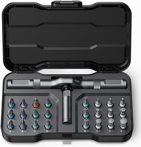 Bomivoi 24 in 1 Magnetic Screwdriver Set, DIY Ratchet Screwdriver Set, Multi Bit Magnetic Drive Set with Detachable Ratchet Handle, Portable Precision Repair Tool Kit for Furniture Computer Bicycle