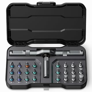 24 in 1 Magnetic Screwdriver Set, DIY Ratchet Screwdriver Set, Multi Bit Magnetic Drive Set with Detachable Ratchet Handle, Portable Precision Repair Tool Kit for Furniture Computer Bicycle - Amazon product rated Grade A