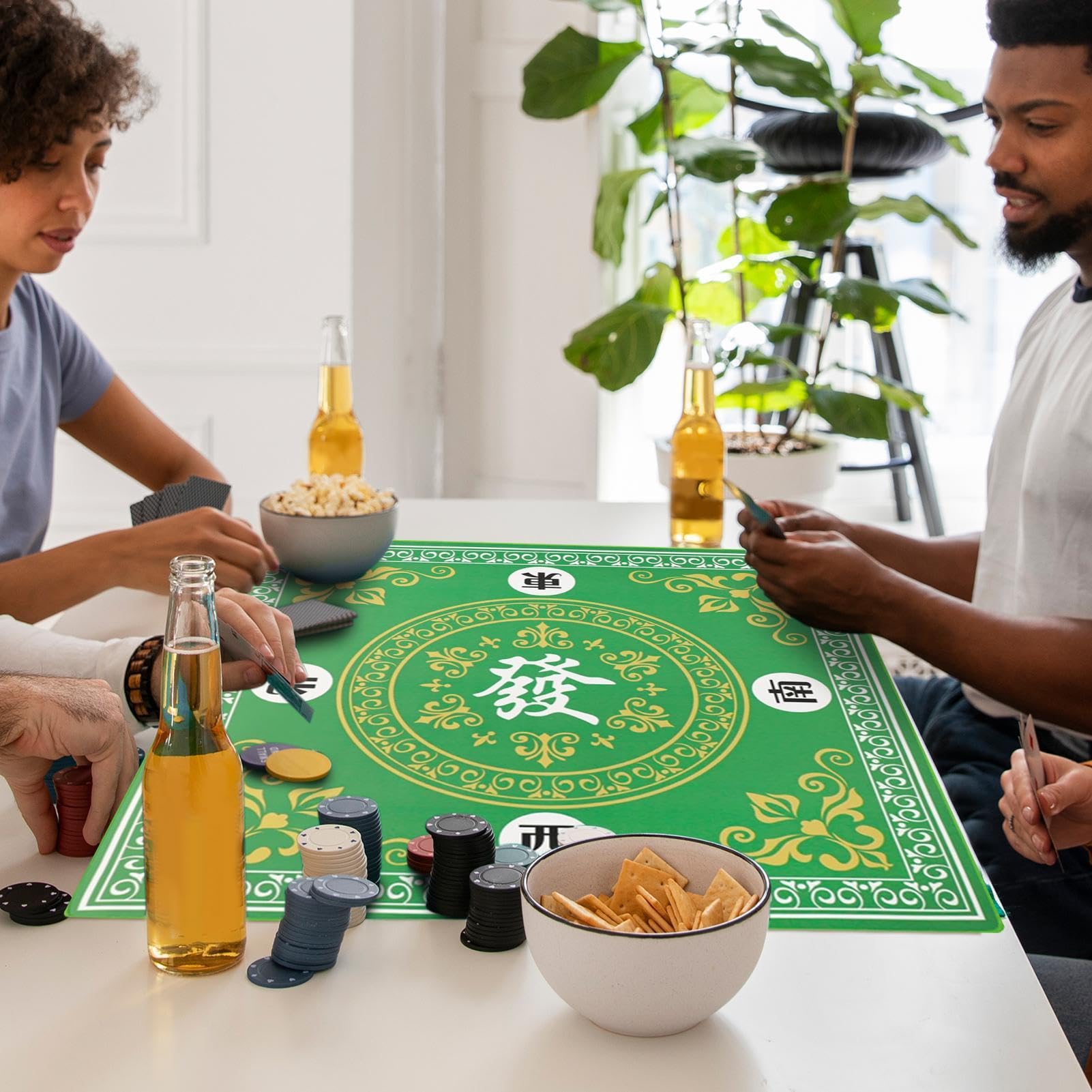 Mahjong Mat – Tapis de Jeu carré de 80 x 80 cm – Housse antidérapante pour Les Amateurs de Mahjong, Tapis de Jeu pour Jeux de Cartes de Poker