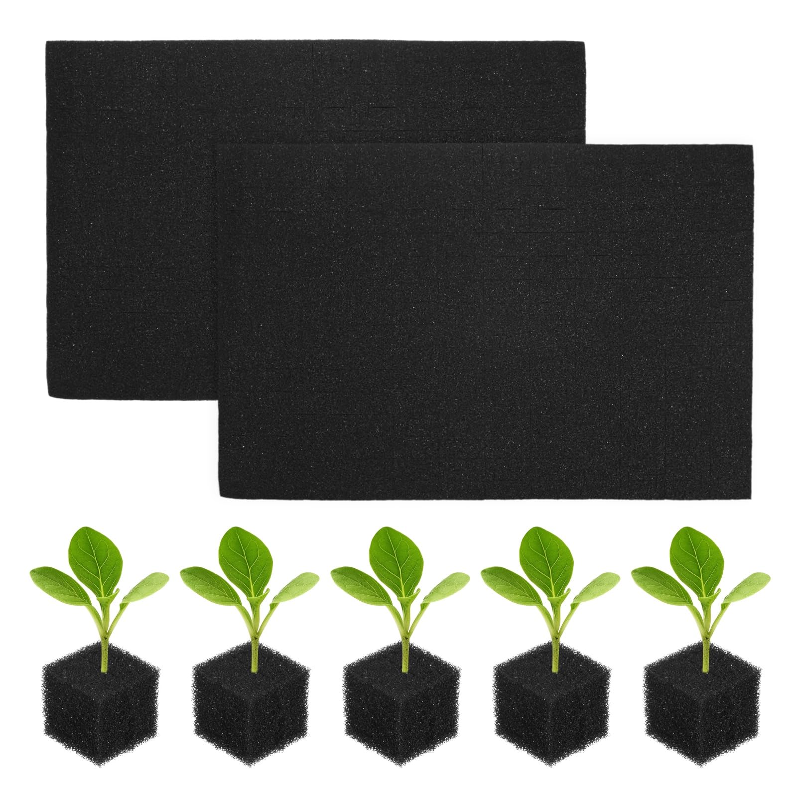 M METERXITY 192-Pack Hydroponics Sponges, 0.98 Inch Growing Media Square Sponges for Planting Gardening Tool/Grow Seedlings/Home Vegetable Flower, Soilless Cultivation Seedling [Black]
