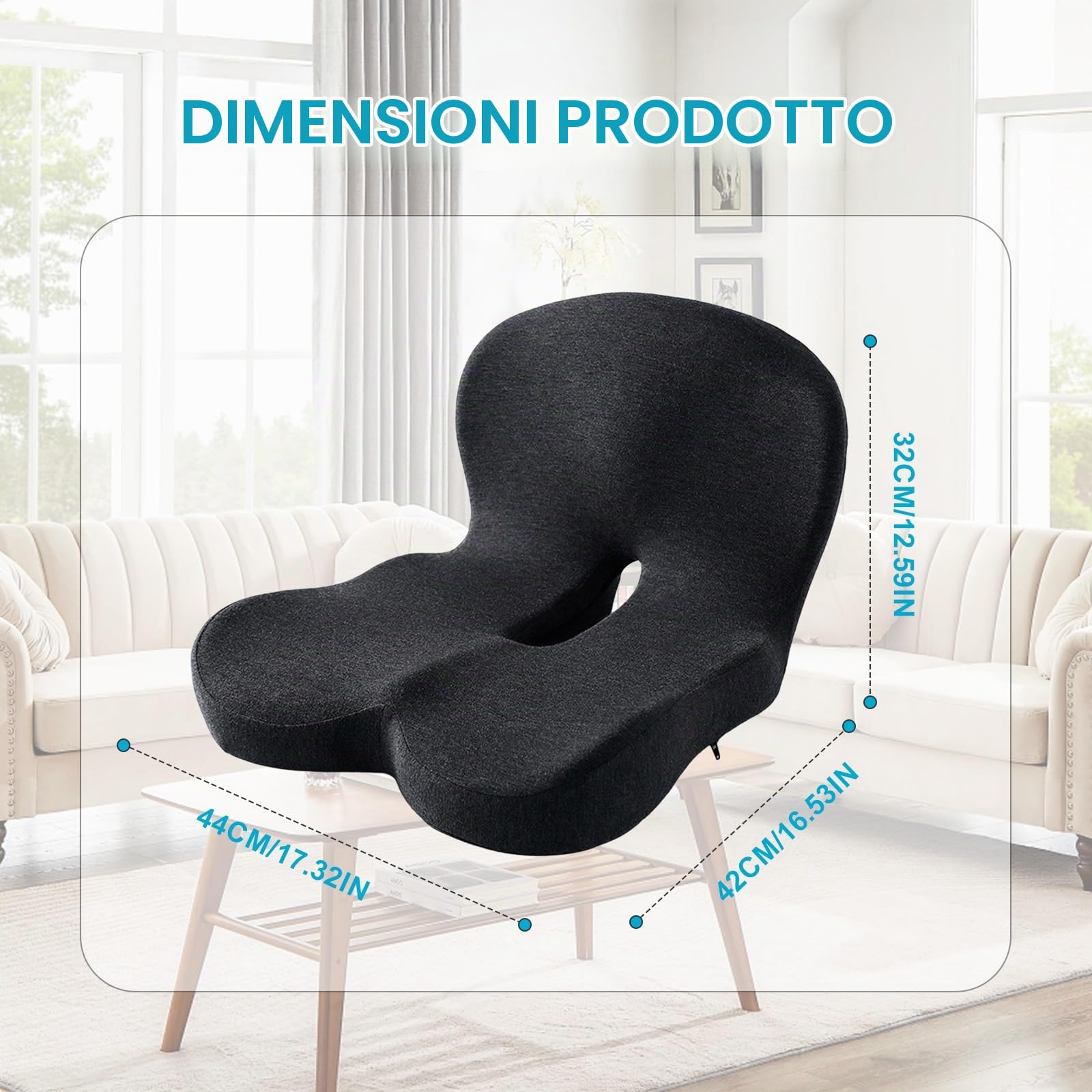 iFCOW Cuscino di seduta in memory foam e supporto lombare, ergonomico a forma di L, con supporto lombare antiscivolo, per autisti di casa, ufficio, auto