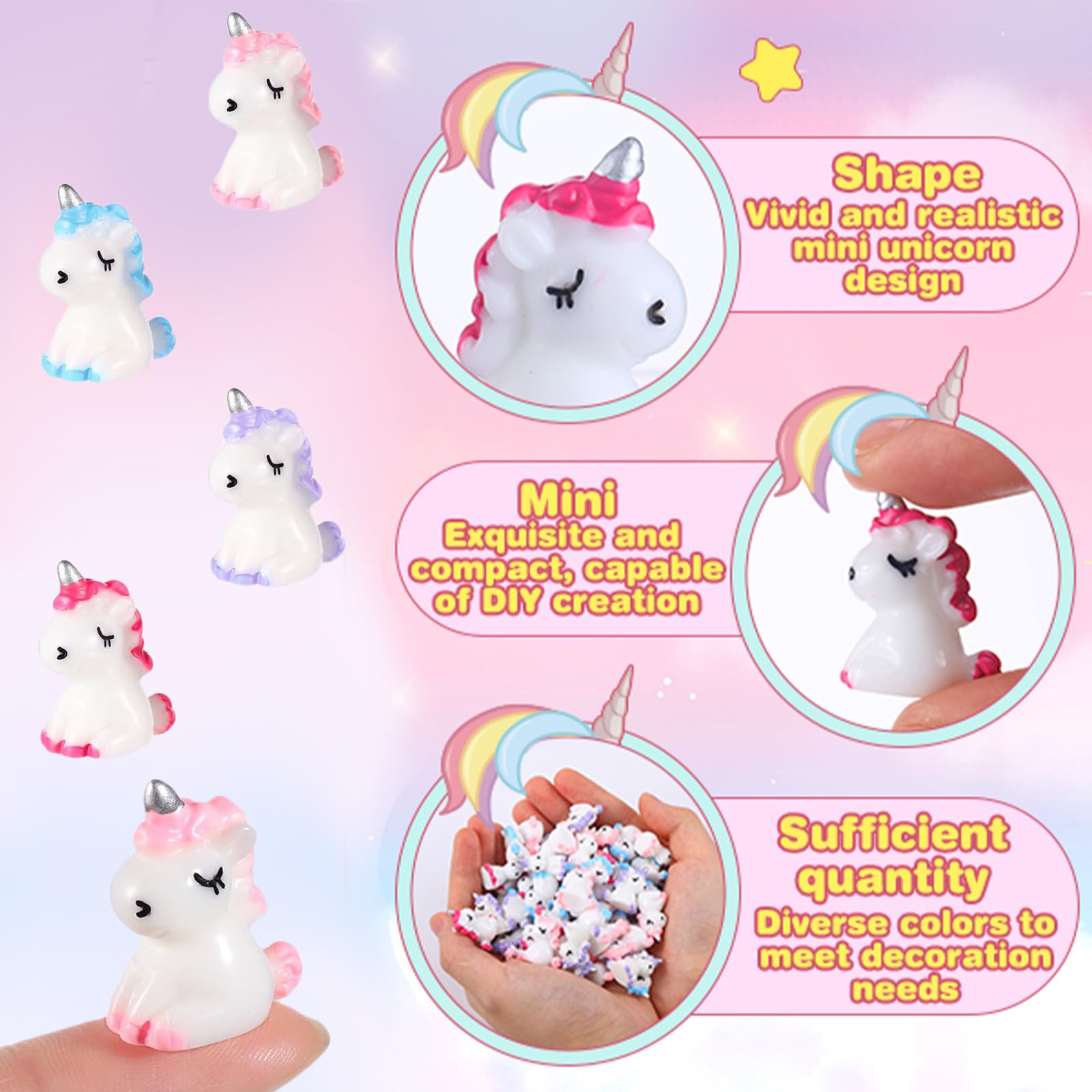 TELAIN 48 Pieces Mini Unicorn Figures Miniature Unicorn Figurines Made of Resin - Image 3