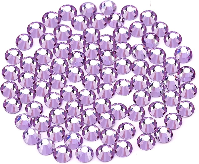 Novani Rhinestones 3000pcs SS8 (2.3-2.5mm) Glass Flatback Crystal Lavender | Non-Hotfix Round Gems for Nail Art, Crafts, Makeup, DIY Decoration