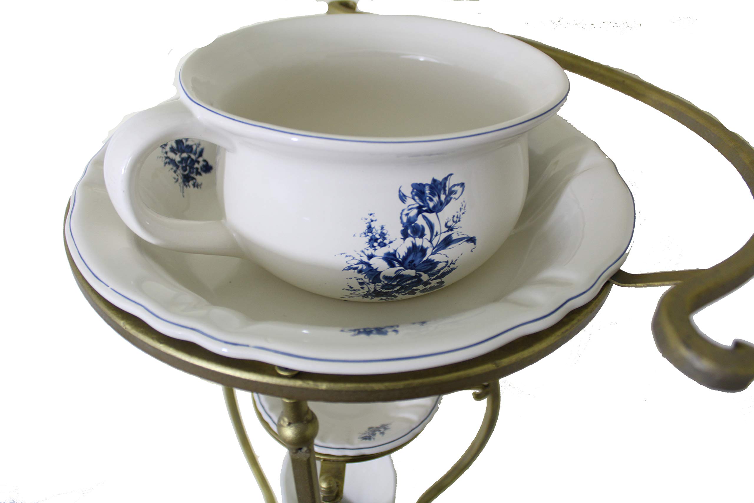 Waschschüssel Ständer im Barock Stil mit Wasch-Set komplett mit blauen Blumenmuster auch für den Garten