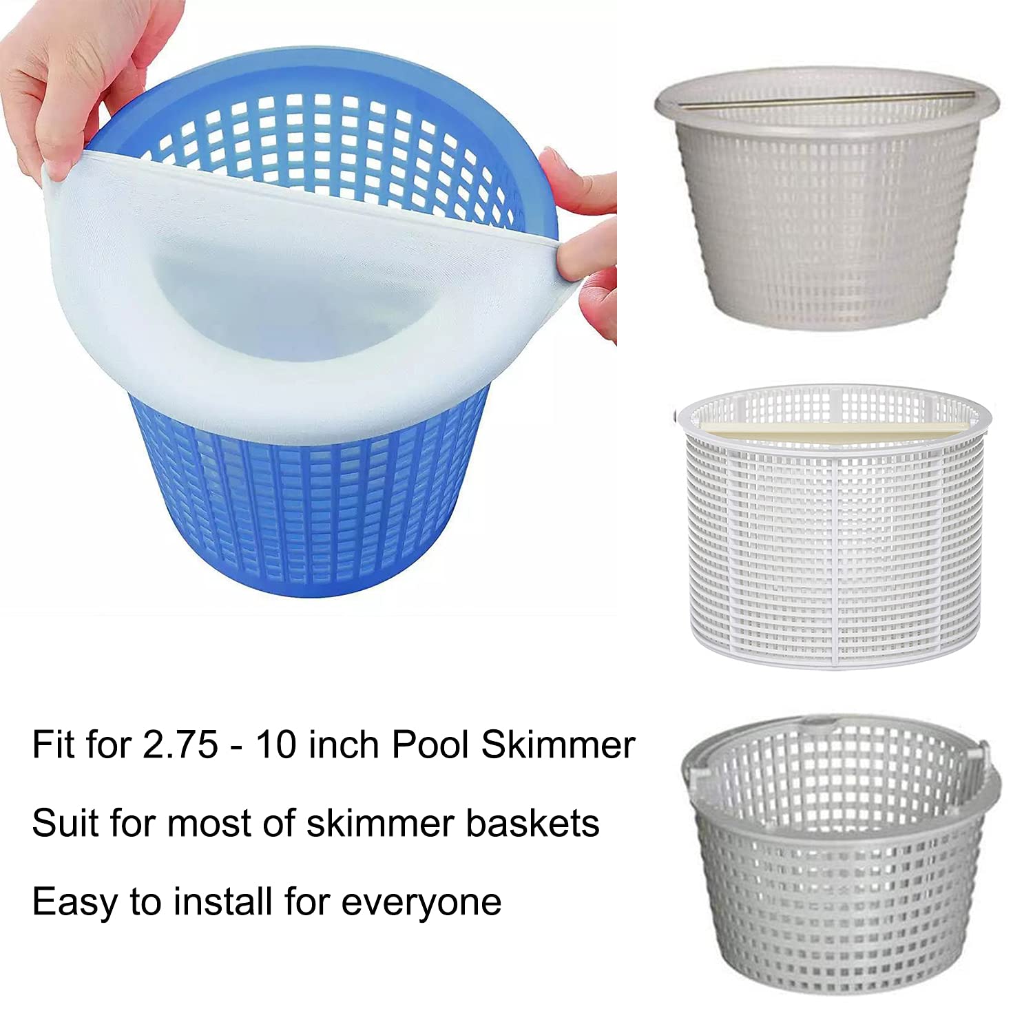 Lot De 20 Chaussettes Filtrantes Pour Skimmer De Piscine - Maille Ultra-fine 0,001 Mm - Réutilisables Et élastiques - 5