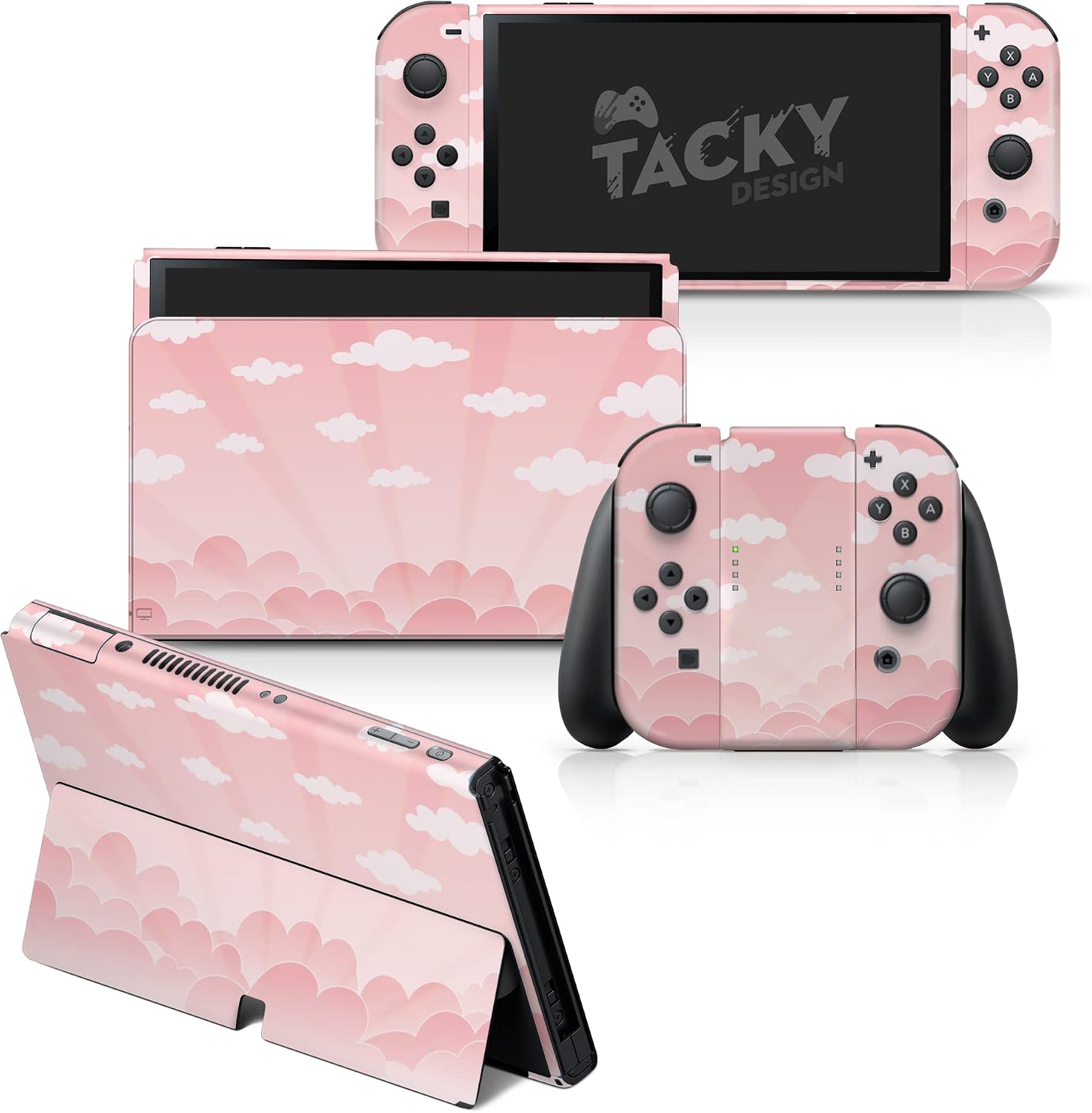 Tacky Design Clouds Skin Compatible with Nintendo Switch OLED Skin Wrap Cover, Cute Skin for Nintendo Switch OLED Stickers, Premium Vinyl 3M Full Wrap Decal, Compatible with Joy-Con, Console, Dock