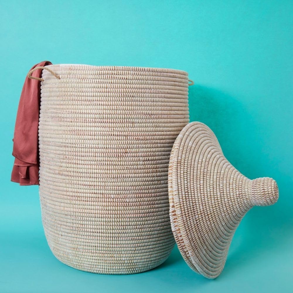 Large Laundry Basket, Colorful Triangles, 20 Inch Wide, 33 Inch Tall