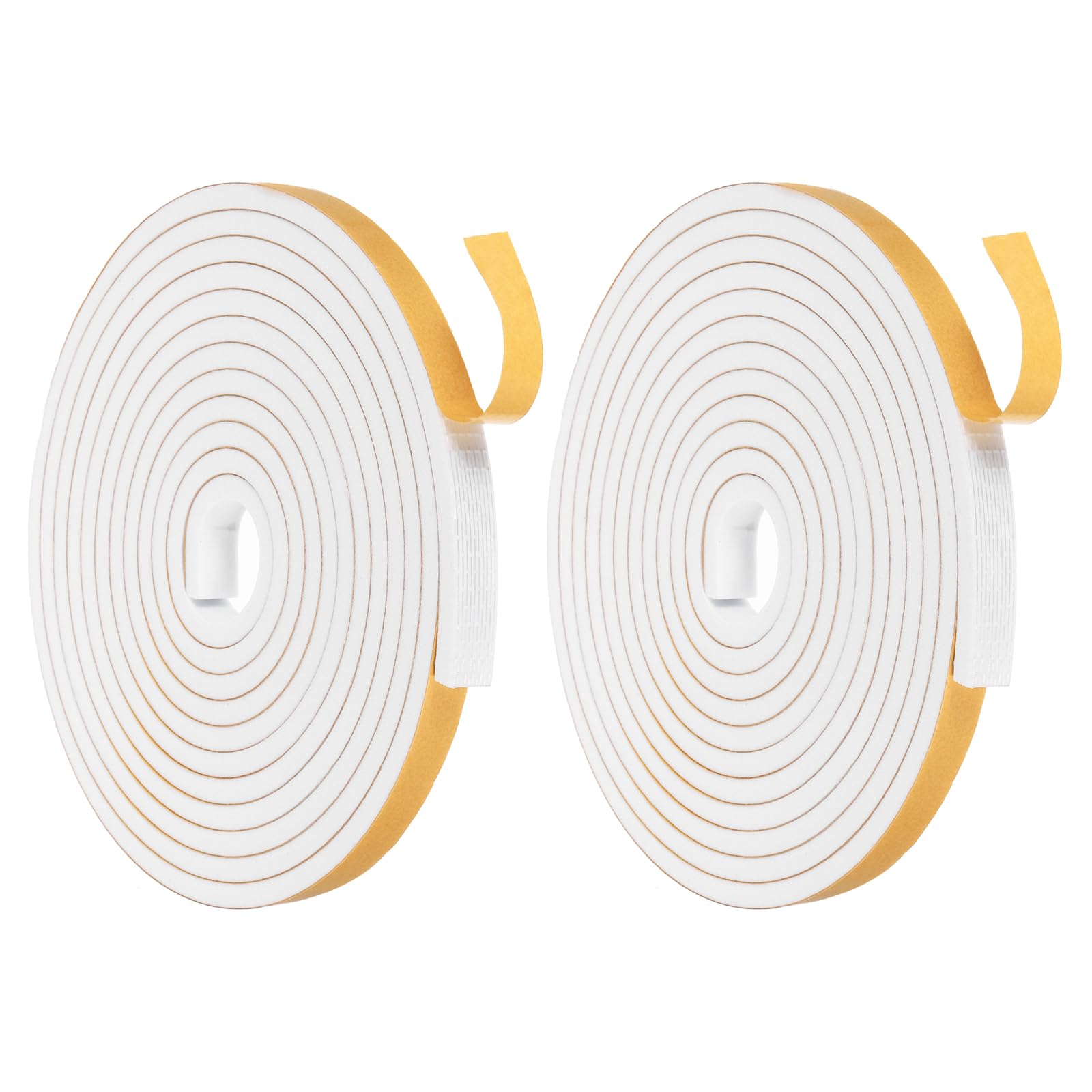 sourcing map Weather Door Seal Strip Tape, Door Insulation Stripping Single Side Strong Self Adhesive Foam Tape Gap Filler for Doors, Window, 12MM x 6MM x 4M White 2 Pack