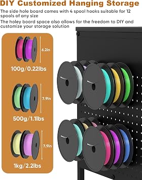 Baoz 3D Printer Stand with 40pcs Filament Storage,4 Tier 3D Printer Table Printer Stand with Wheels, Heavy Duty Filament Storage Rack with Drawers and Spool Hooks for Studio, Home Office