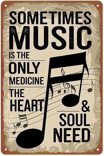 Retro Musical Note Metal Wall Art Metal Tin Sign Wall Decor Funny Vintage Tin Sign Poster For Cafe Bar Restaurant Supermarket Shop 8 x 12 Inches