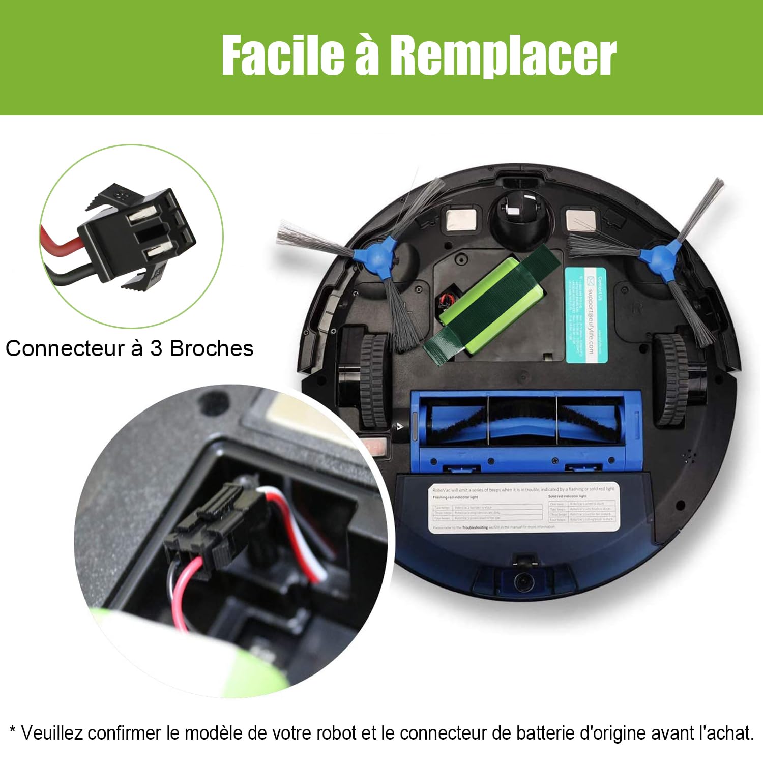 Batterie 14.4V 2600mAh Remplacement Pour Eufy RoboVac, Proscenic, Deebot, Ultenic - Compatible Multi-Modèles