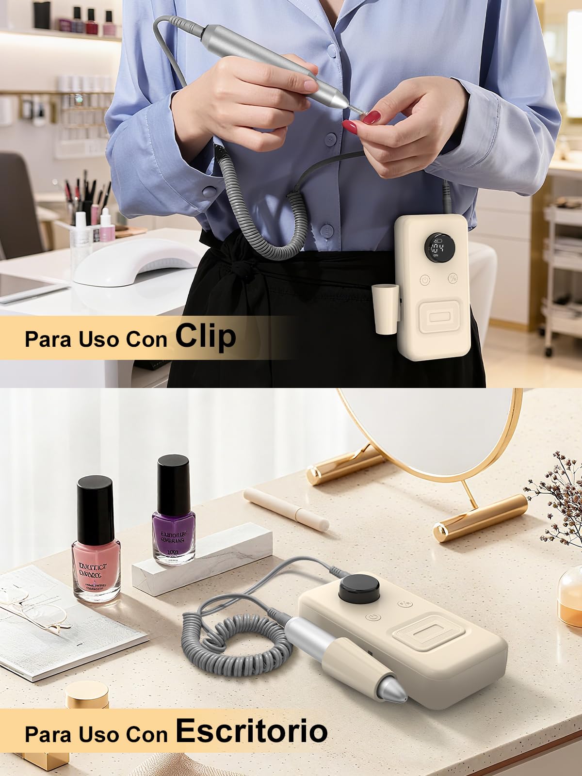 COPPA Torno para Uñas Profesional, NDK106 Lima Eléctrica Uñas con 12 Brocas 31 Bandas, 45000 RPM Velocidad Ajustable Nail Drill Kit para Pulido y Eliminación de gel de Uñas Acrílicas, Salón & Casa